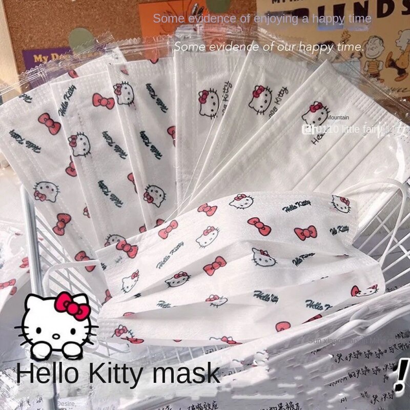 Khẩu Trang In Hoạt Hình Hello Kitty Dễ Thương Chất Lượng Cao Cho Nữ Sinh