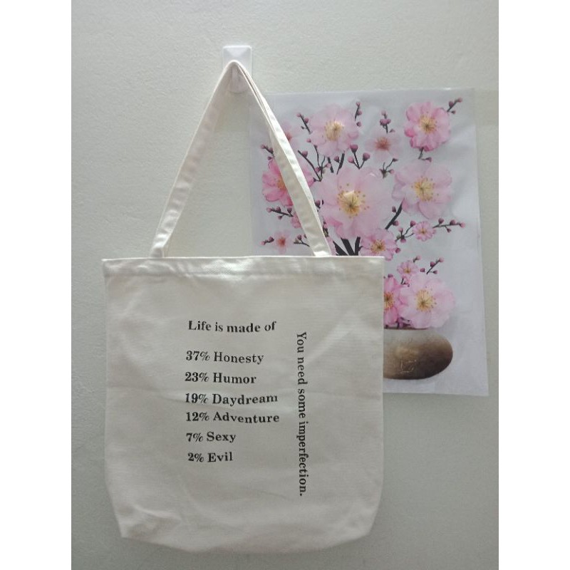 Túi tote vải canvas LIFE ( Có khóa kéo)