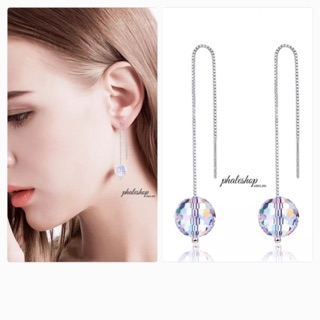 Bông Tai Pha Lê Tròn Dát Nhiễn Được Thiết Kế Từ Pha Lê Swarovski Và Bạc S925