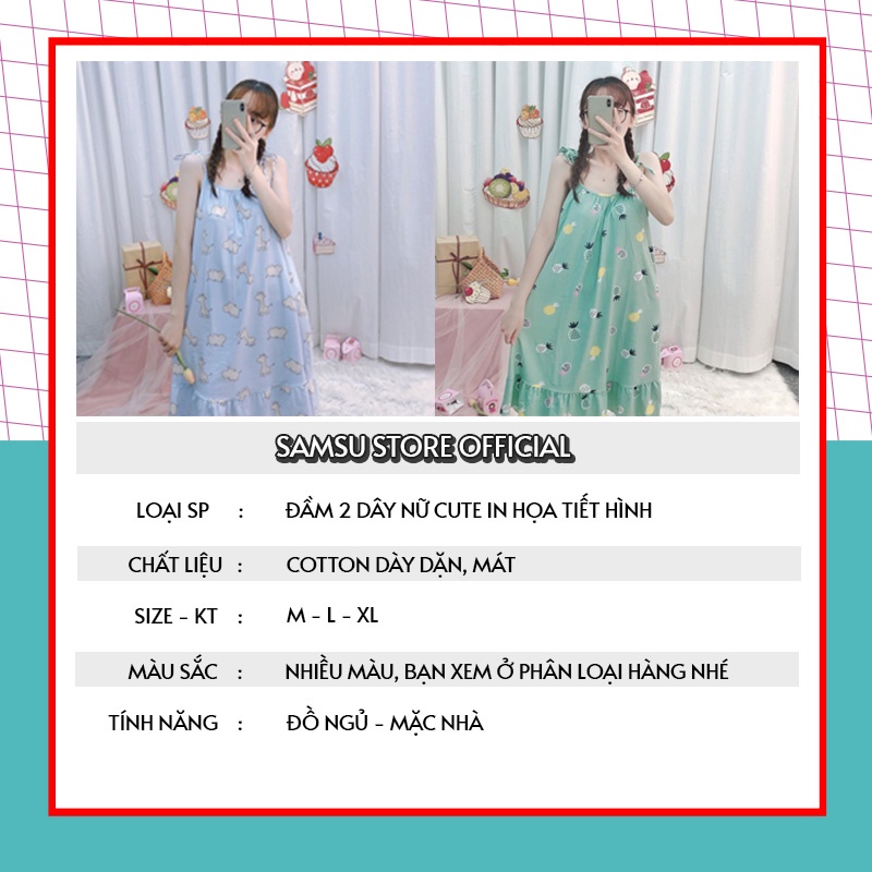 Đầm 2 dây đẹp ❤️ Đầm mặc nhà dễ thương cotton cao cấp, đầm ngủ nữ thun sữa mềm mại size M, L, XL, bigsze, váy ngủ MT01