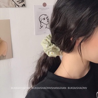 🌼Chun cột tóc vải scrunchie kẻ caro hoa cúc
