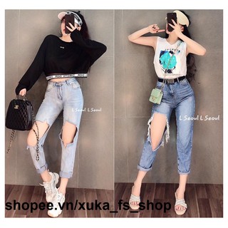 QUẦN JEAN BAGGY NỮ RÁCH HỞ ĐÙI - 2 STYLE