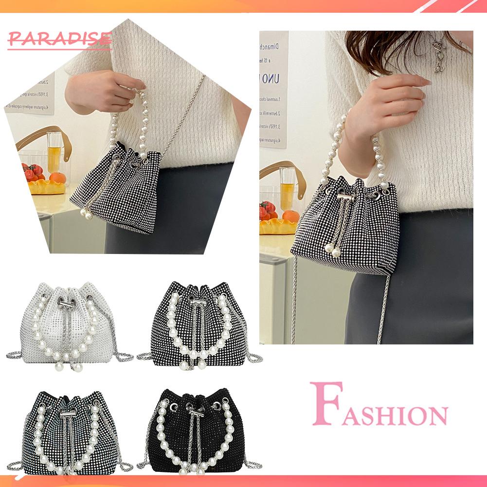 Túi Xách Dây Rút Đính Đá Ngọc Trai Giả Thời Trang