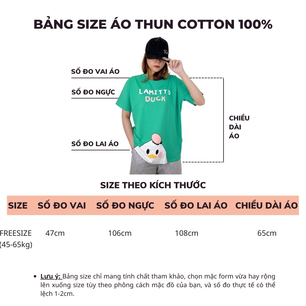 Áo thun nữ tay ngắn cổ tròn T&amp;N TSHIRT COLLECTION form rộng in hình  LAMITTO DUCK dễ thương, chất Cotton 100% B01865