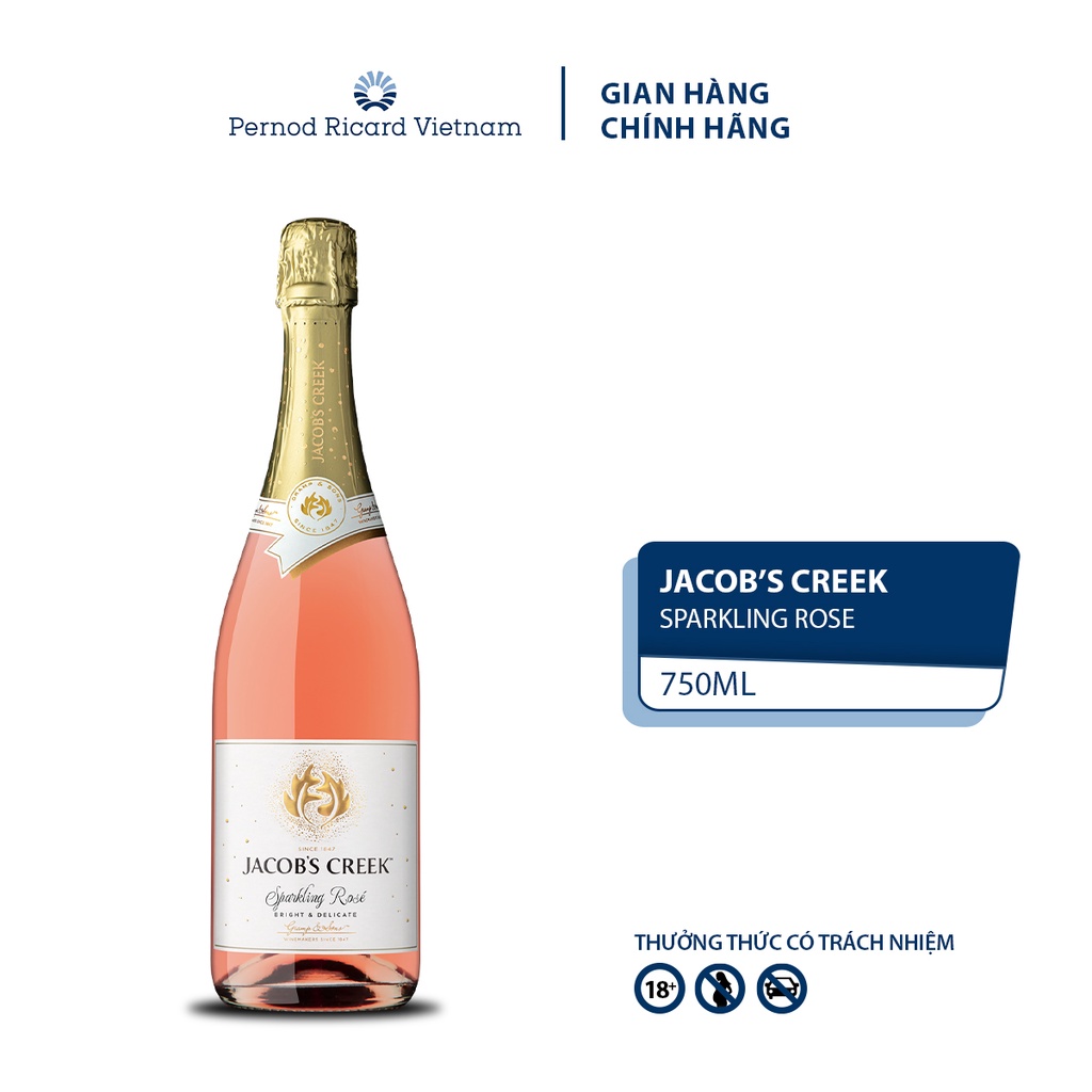 Rượu Jacob's Creek Sparkling Rosé Nồng Độ Alc 12.6%750ml [Vang Nổ] Không Kèm Hộp