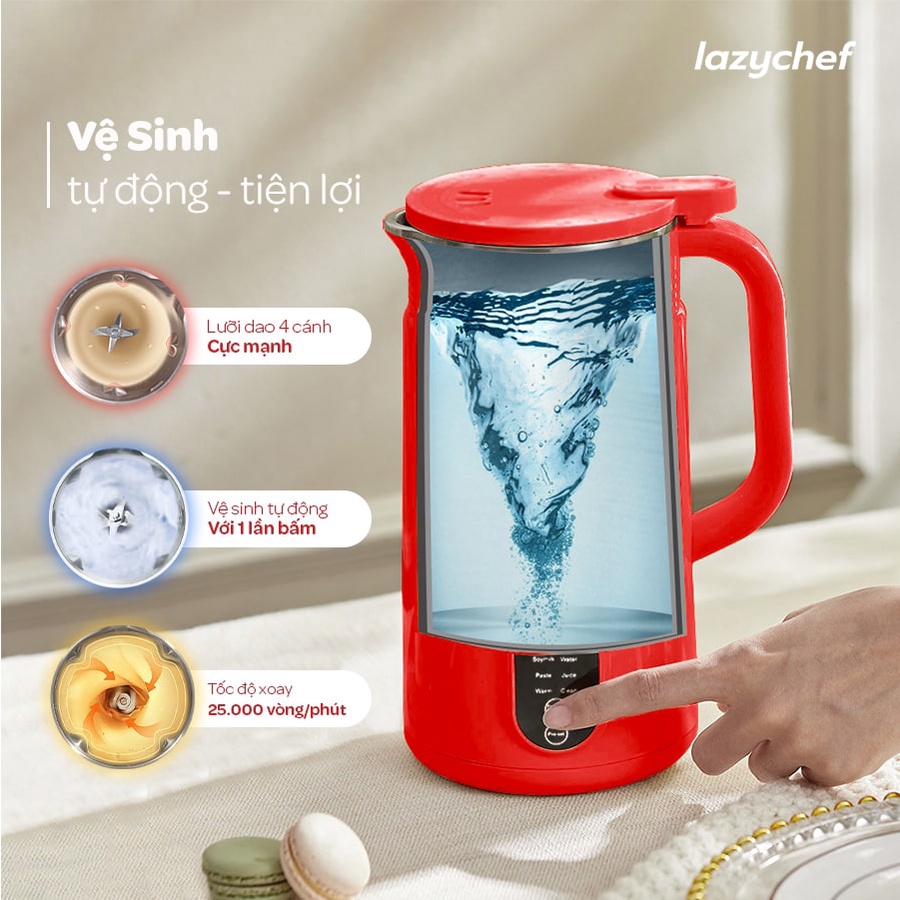 Mua 1 tặng 1 - Máy Xay Đa Năng Lazychef 5in1 - làm sữa đậu lành, cháo, sinh tố phiên bản 2022