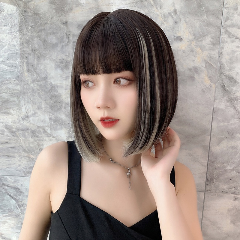 Bộ Tóc Giả Ngắn Mái Ngang Thời Trang Cho Nữ