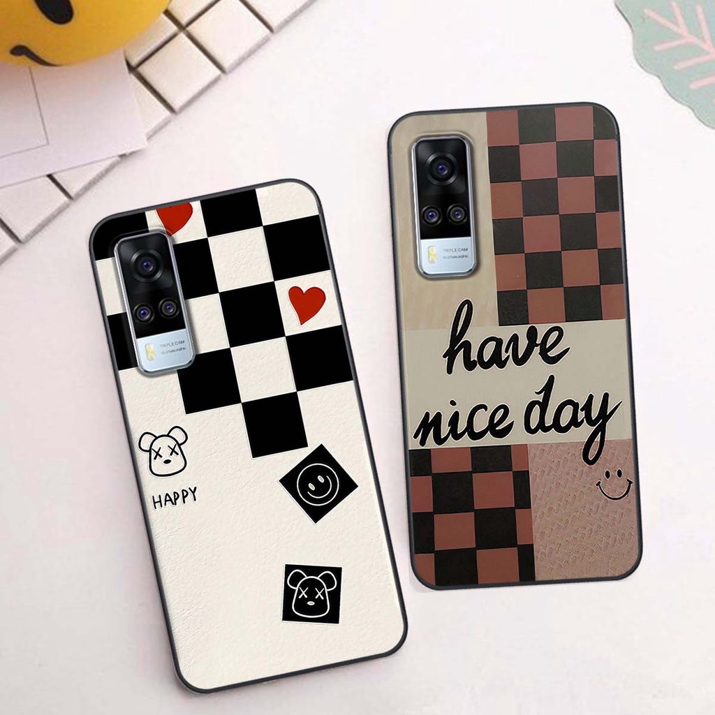 Ốp Vivo Y51 2020 caro trái tim cá tính, thời trang siêu đẹp, siêu phong cách