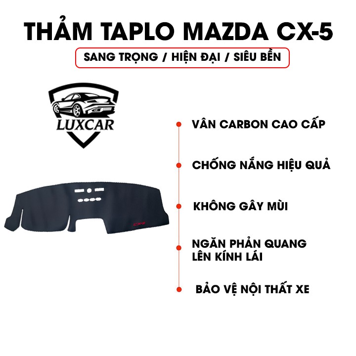 Thảm Taplo Da Carbon MAZDA CX-5 - Chống nóng, bảo vệ Taplo LUXCAR đời xe 2012-2021