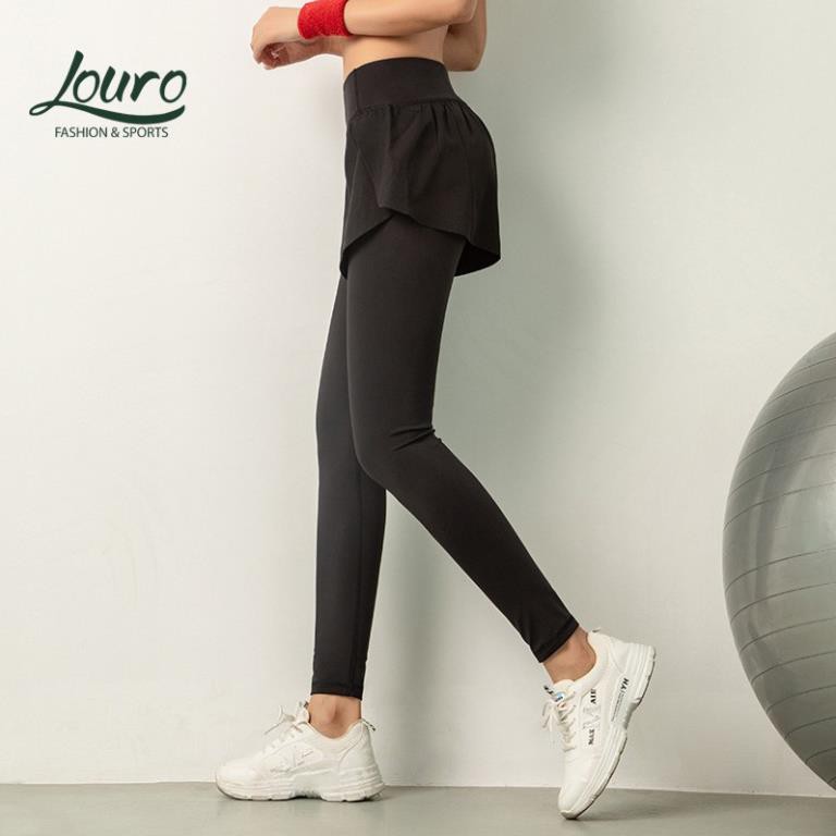 Đồ tập gym nữ Louro QL52, kiểu quần tập gym nữ có quần short liền, vải co giãn 4 chiều, thoáng mát 👈