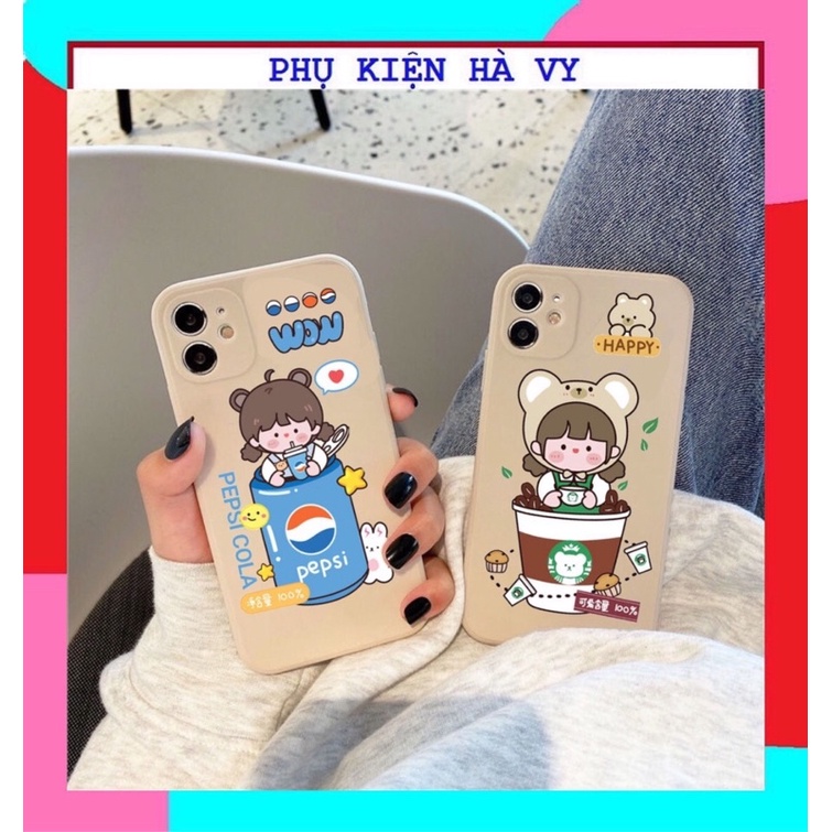 Ốp lưng iphone lưng cạnh vuông giả lp12 hình cô bé coca cute 5s/6/6plus/6s/6splus/7/7plus/8/8plus/x/xr/xs/11/12/pro/pro