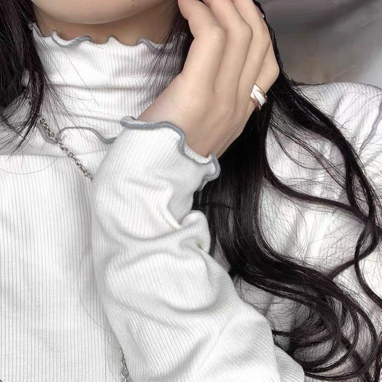 Áo thun tay dài cổ cao kiểu Hàn cho nữ