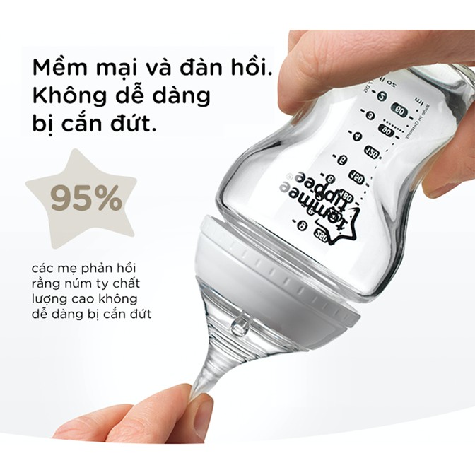 Bình sữa ty siêu mềm tự nhiên Tommee Tippee Closer to Nature 340ml, núm ty đi kèm 3-6 tháng - Hồng