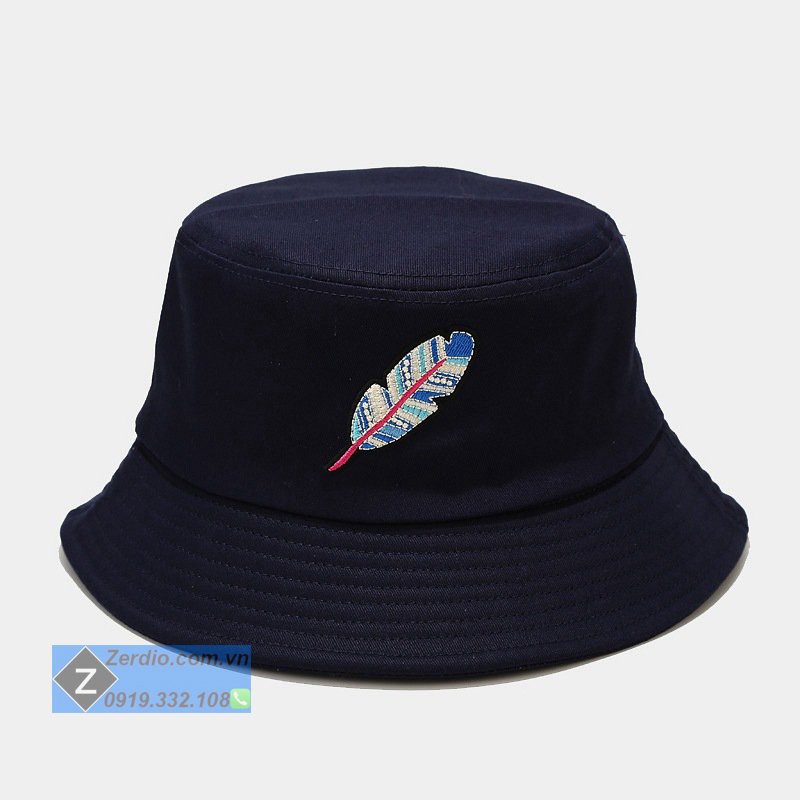 Nón bucket rộng vành thêu họa tiết nổi, cotton cao cấp cho cả nam và nữ