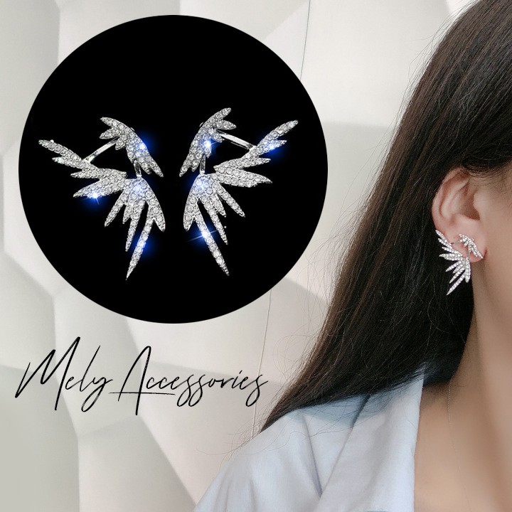 Bông tai vành cánh thiên thần đính đá cá tính nổi bật - Mely M11