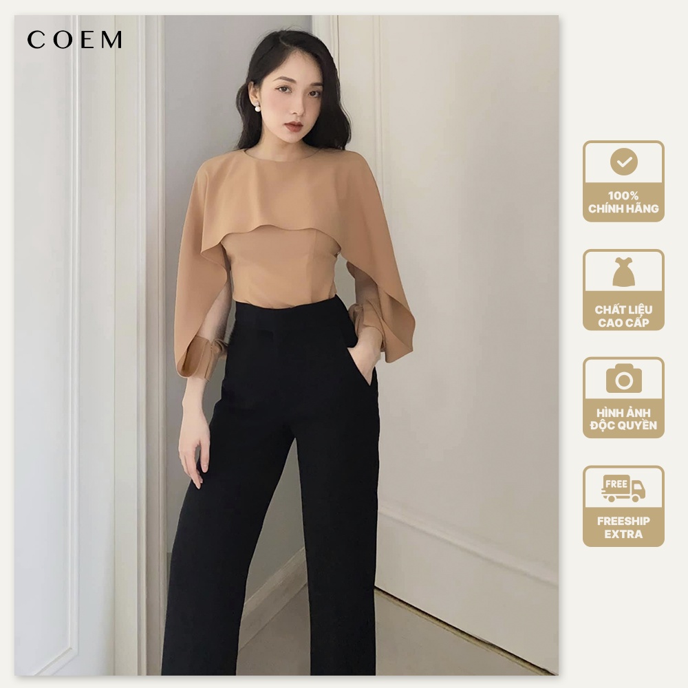 Quần Tây Nữ Lưng Cao Ống Suông Màu Đen CO EM Chất Liệu Cotton Tuyết Đứng Dáng Phù Hợp Đi Làm Đi Dạo Phố - PHI PANT