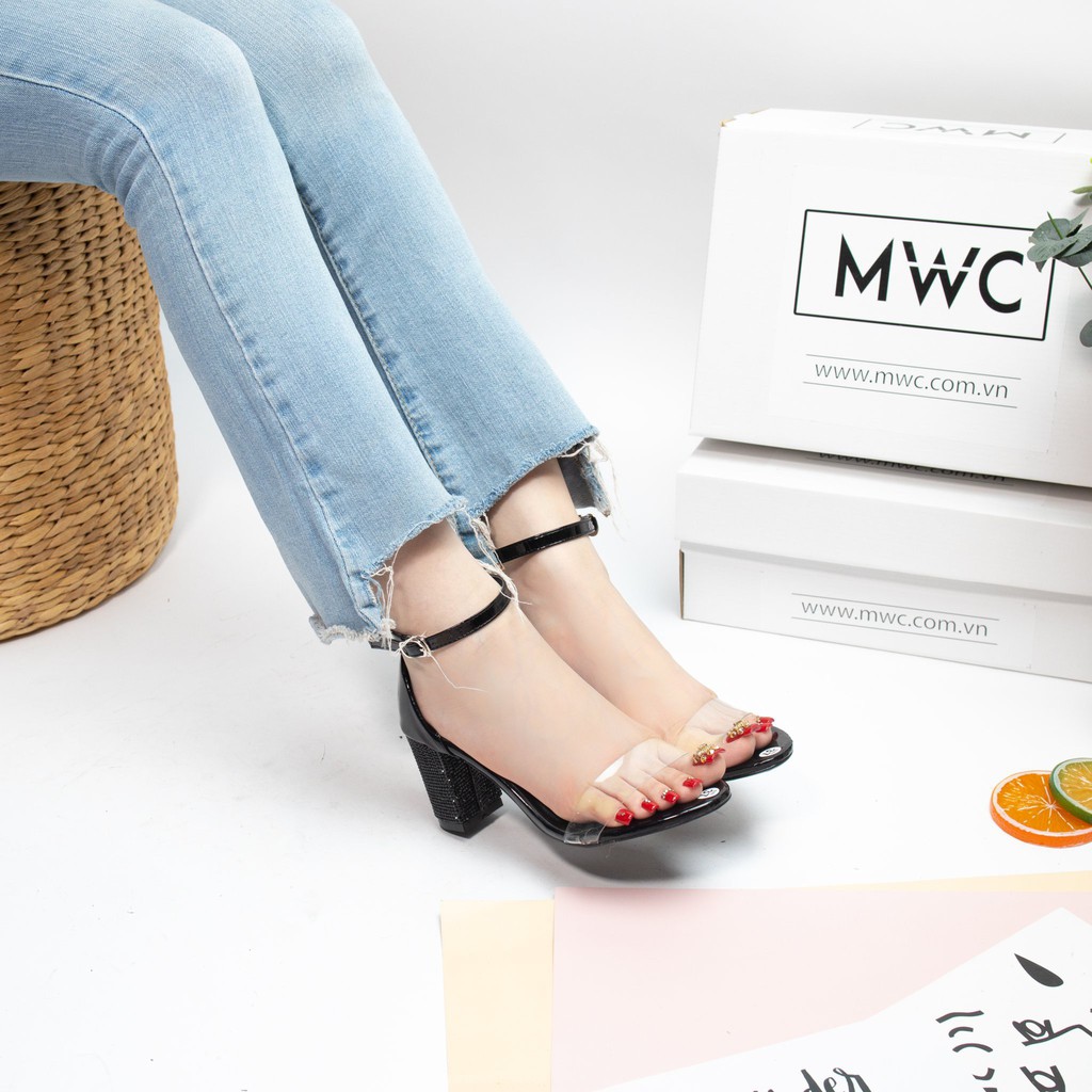 GIÀY CAO GÓT NỮ MWC - CAO GÓT QUAI TRONG GÓT VUÔNG 7CM - CAO GÓT HỞ MŨI - CAO GÓT THANH LỊCH NUCG- 3752