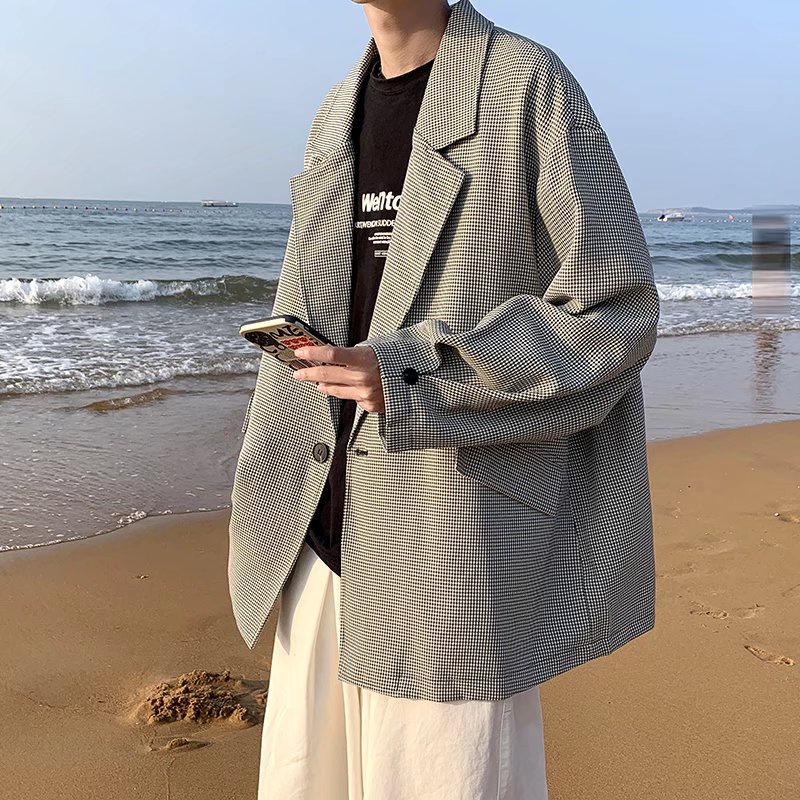 Áo Khoác Vest Dáng Rộng Kiểu Hồng Kông Retro Thời Trang Xuân Thu 2022 Cho Nam