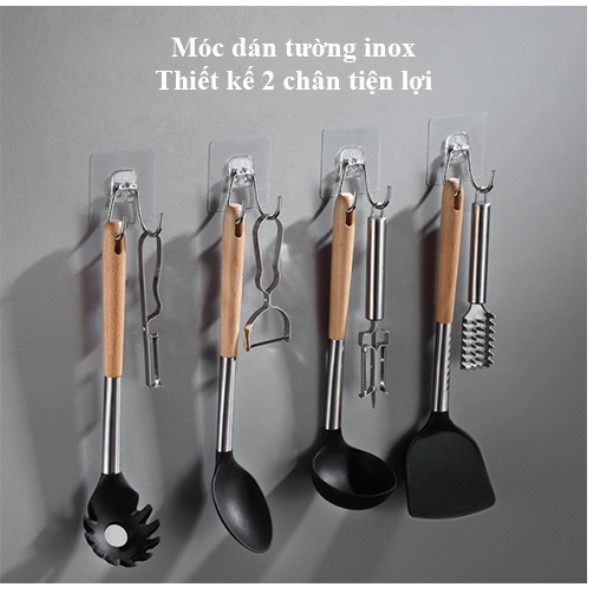 Móc inox dán tường 2 chân, Móc dán tường inox 304 siêu chắc không gỉ