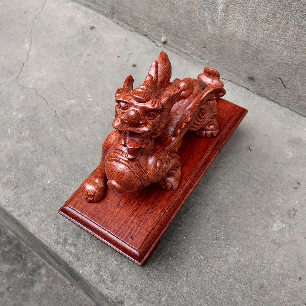 Tỳ Hưu gỗ Hương - Tượng Tỳ Hưu - Tượng Đơn - Kích thước: 20cm