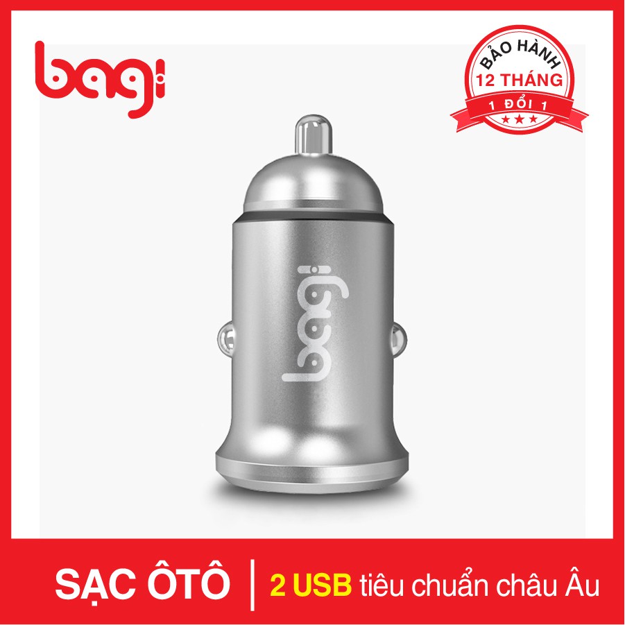Sạc ô tô QC 3.0 - Tẩu chia sạc 2A/CC - O52 chính hãng Bagi  dùng cho mọi loại xe bảo hành 1 năm