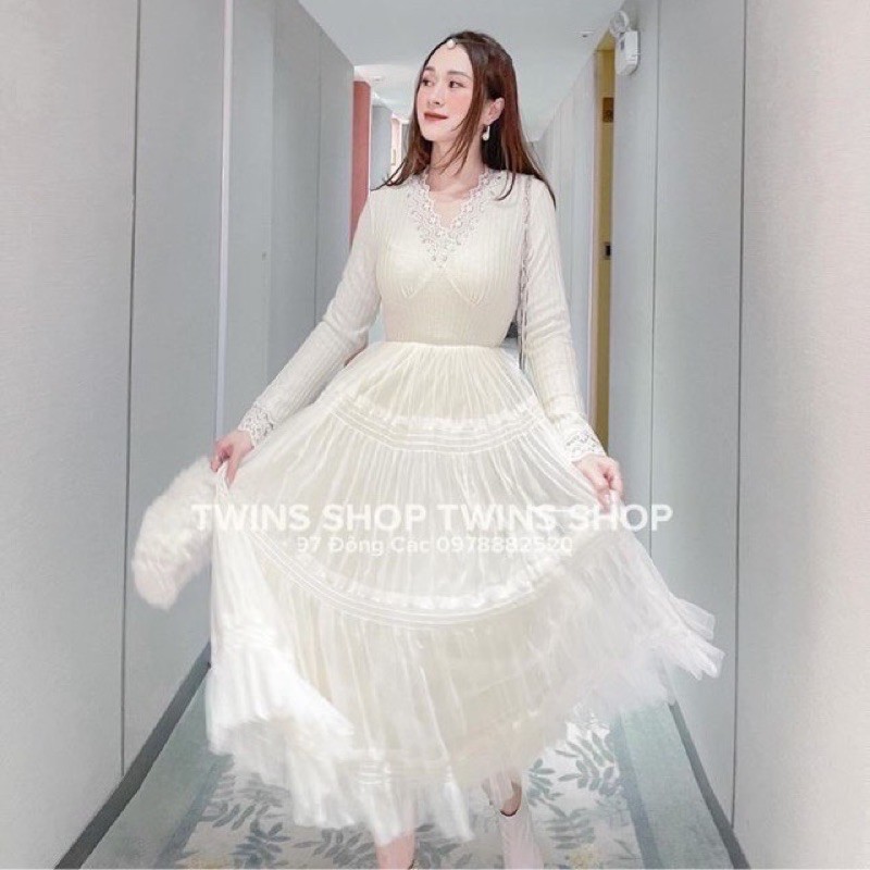 Váy len pha ren cổ ngọc size S