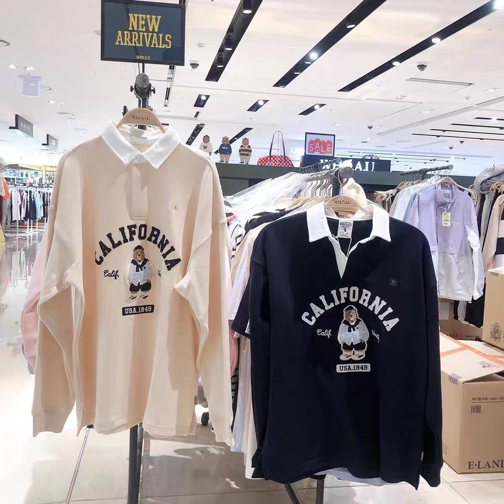 Áo sweater nữ form rộng polo nỉ WHO.AU