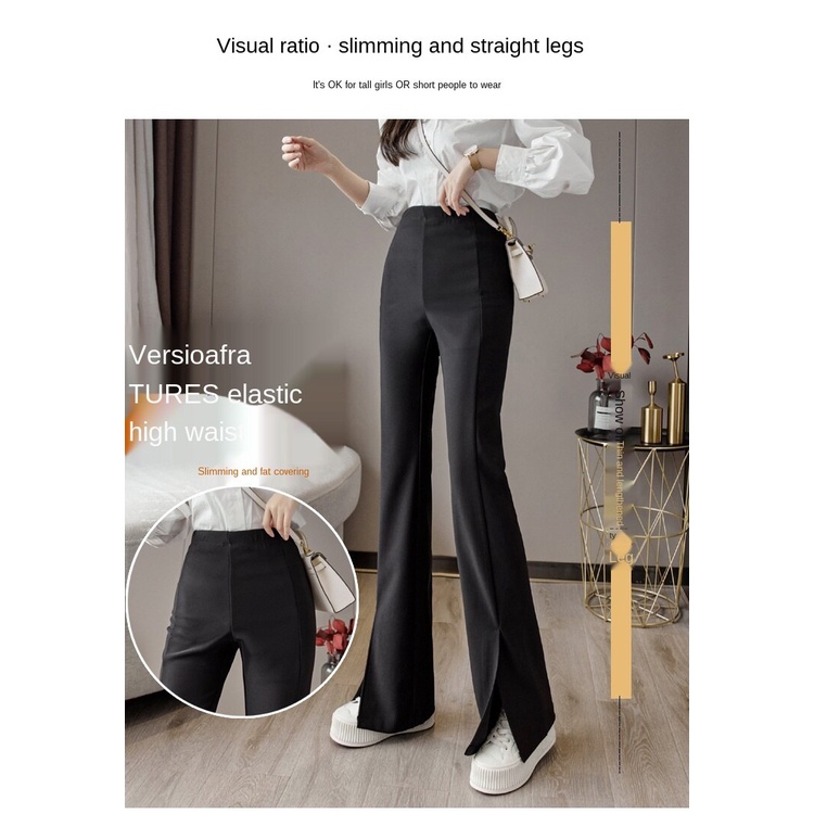 Quần dài lưng cao ống loe màu sắc đơn giản dành cho nữ