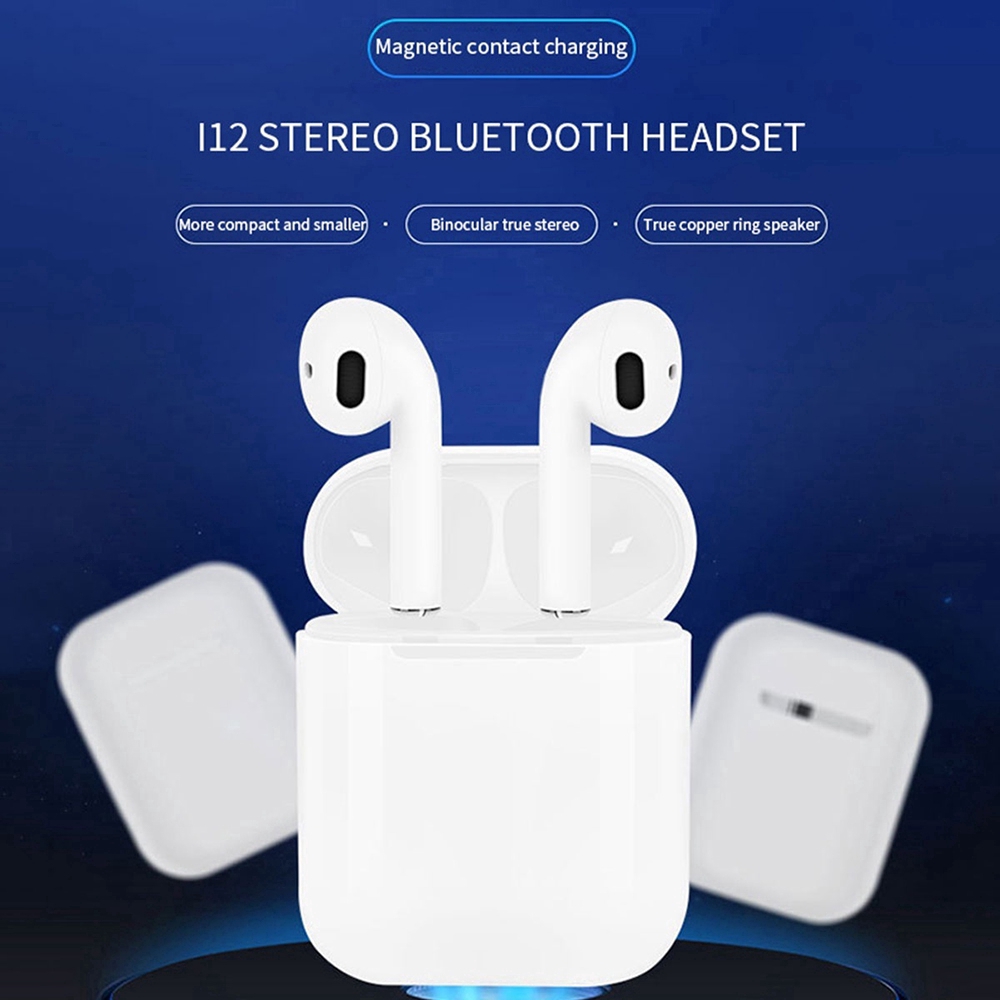 COD i12 TWS Popup Wireless Earphones Touch Control Bluetooth Earbuds Hifi Sound Headphones