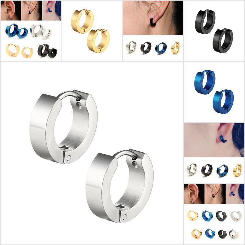 1 Đôi Bông Tai Tròn Bằng Thép Không Gỉ Phong Cách PUNK Dành Cho Nam Và Nữ