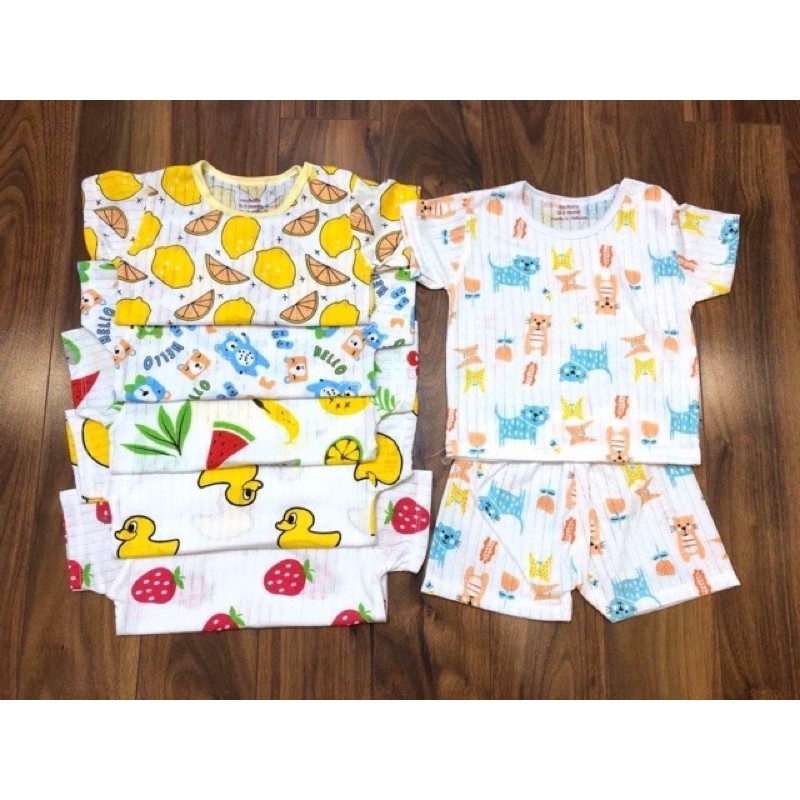 Bộ Cotton giấy cộc tay Bé trai Bé gái 5-15kg