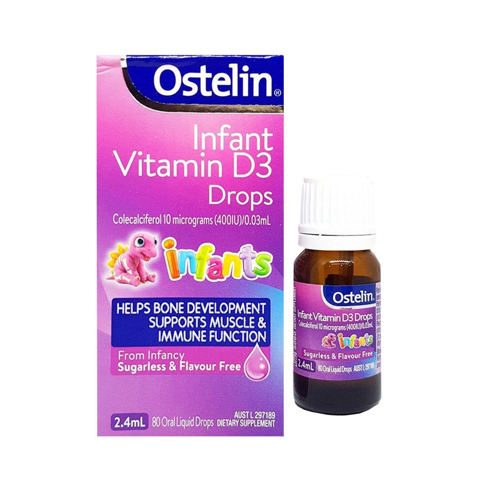 Vitamin D3 Drops Ostelin Infant Dạng Nhỏ Giọt 2.4ml Date 2022 Cho Bé Sơ Sinh