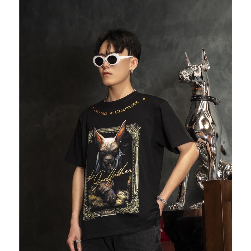 Áo thun LAEMAO chất liệu cotton tay lỡ form oversize MAFIA SPHYNX