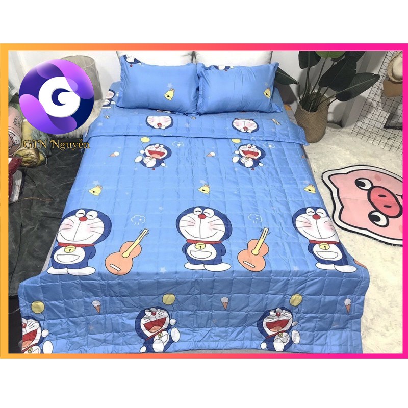 Chăn Hè Cotton Poly Mẫu Doremon Đàn (Không Kèm Ga Gối)