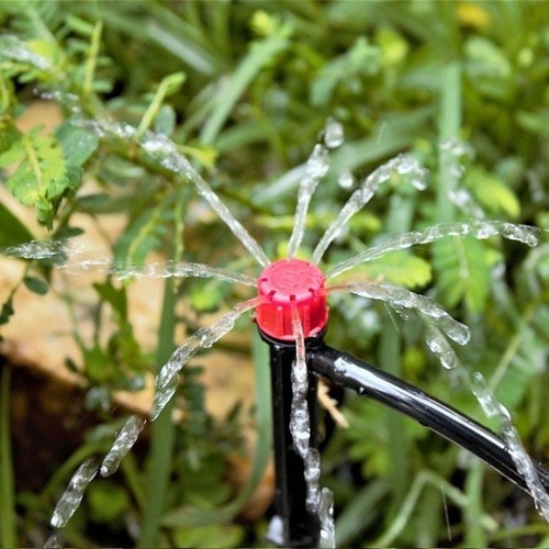Béc tưới cây nhỏ giọt 8 tia que cắm có khớp nối 6mm điều chỉnh được lưu lượng nước