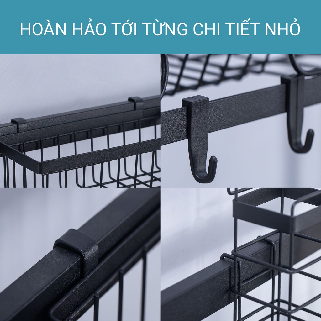 Kệ Để Chén Bát Đa Năng Thông Minh 3A 1 Tầng Và 2 Tầng, Giá Để Chén Bát Đĩa Bồn Rửa Sơn Đen Cao Cấp