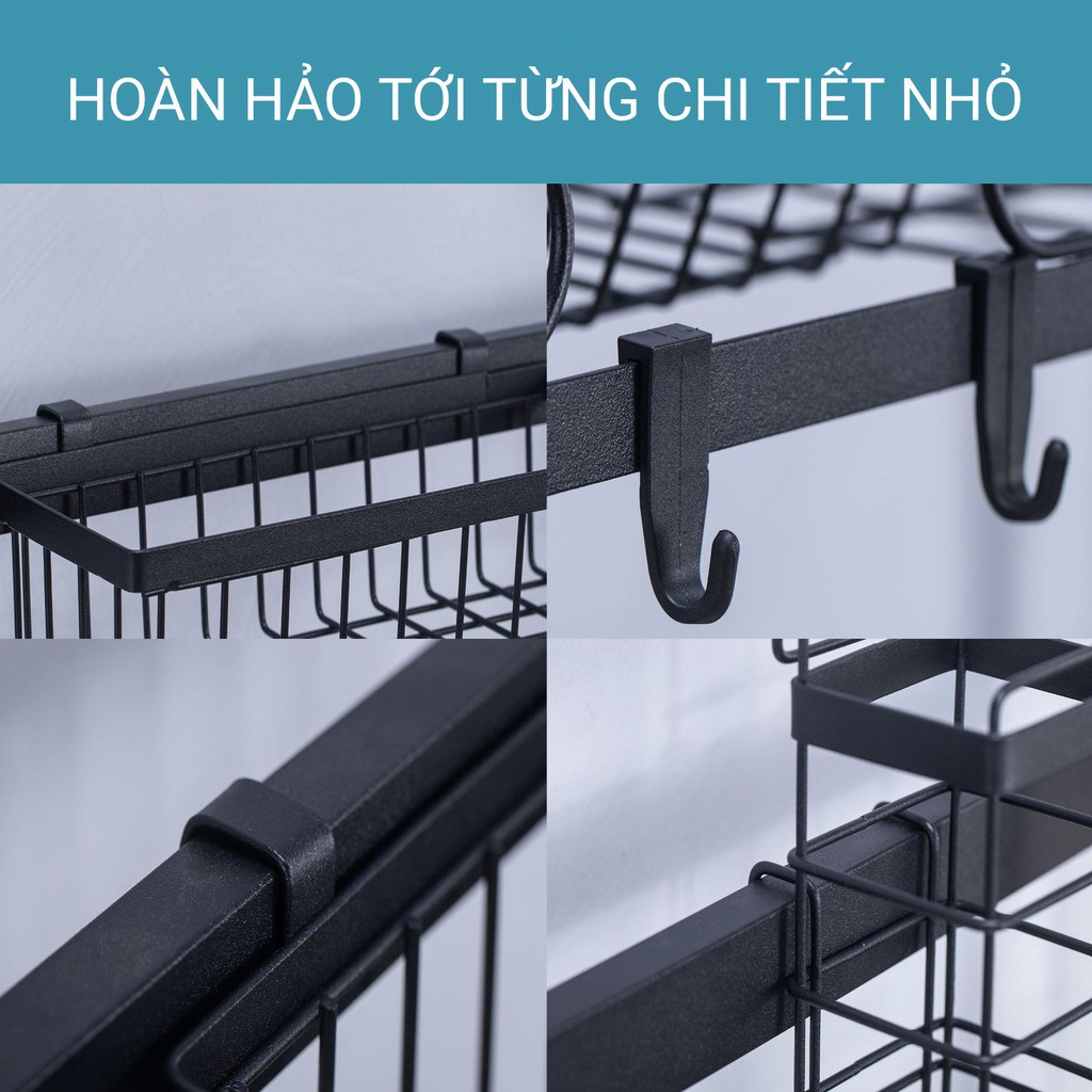 【𝐅𝐫𝐞𝐞𝐬𝐡𝐢𝐩 - 𝐓𝐚̣̆𝐧𝐠 𝐦𝐨́𝐜 】Kệ Để Chén Bát Đa Năng Thông Minh Vando 1 Tầng Và 2 Tầng, Giá Để Chén Bát Đĩa Bồn Rửa Sơn Đen