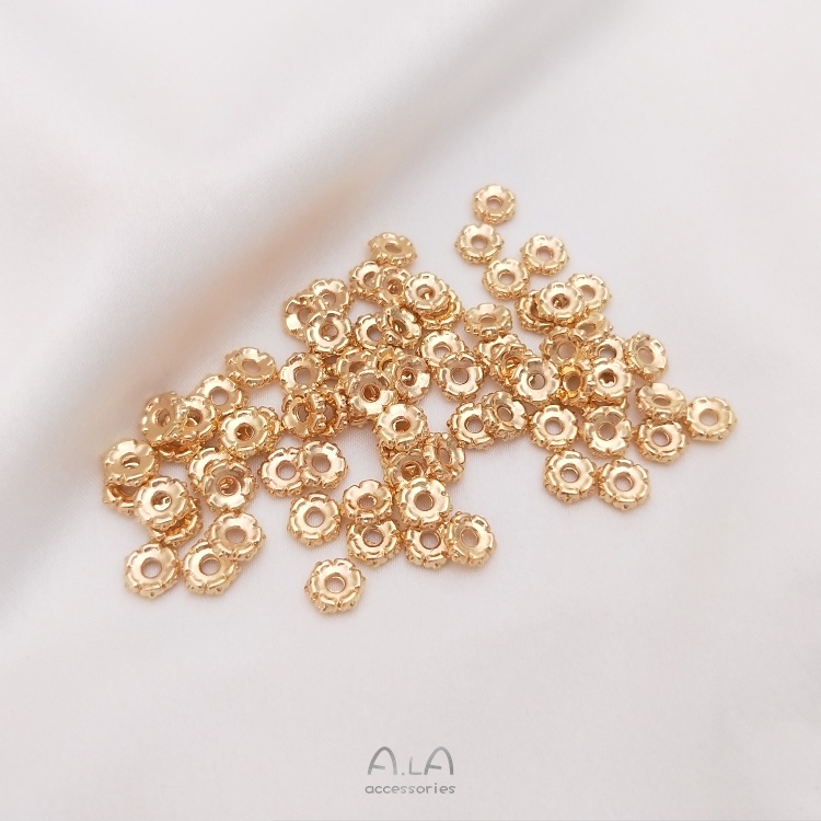 Set 10 hạt hình lục giác mạ vàng 14K nhiều màu sắc