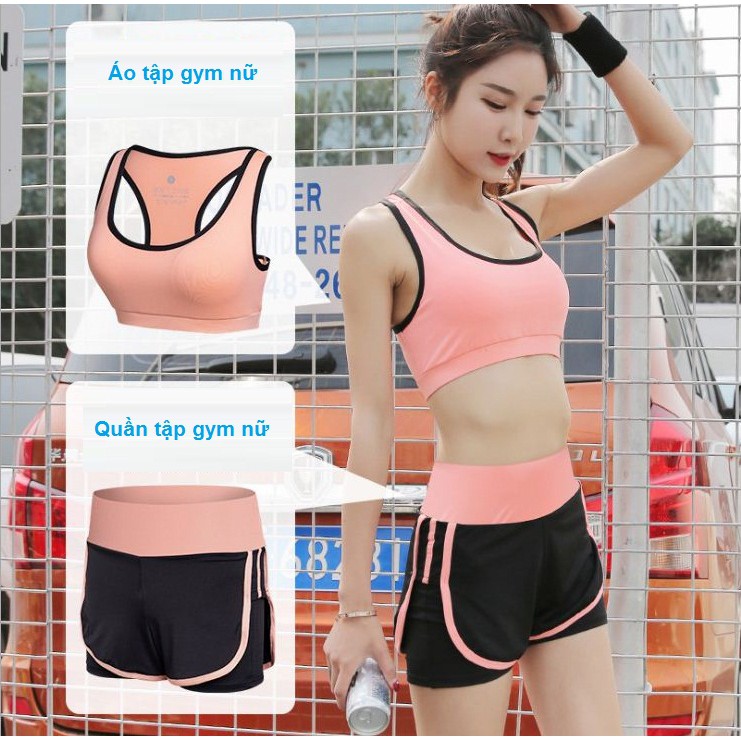 Bộ Đồ Tập GYM Nữ Áo Bra Quần 2 Lớp, Set Quần Áo Tập GYM YOGA Nữ