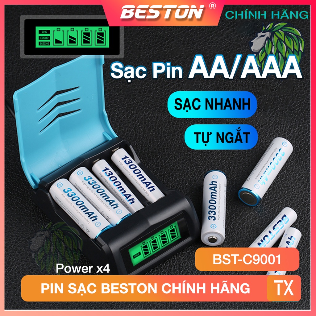 [Top Sale] Bộ Pin Sạc AA/AAA C9001 Cao Cấp - Bộ Pin Sạc AA 3300mAh - Bộ Sạc Pin Tiểu - Pin Đũa - Pin Micro Karaoke