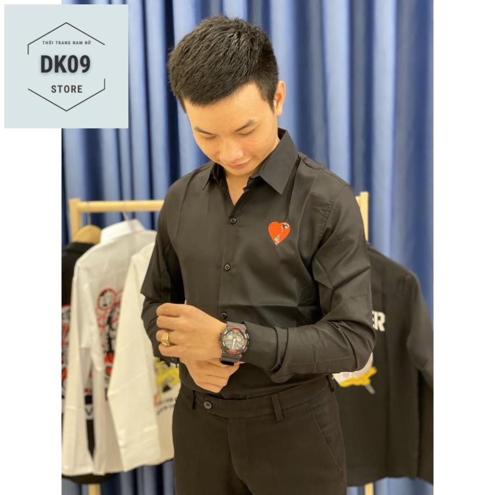 Áo Sơ Mi Dài Tay Cặp Đôi Nam- Nữ Thêu Trái Tim | BigBuy360 - bigbuy360.vn