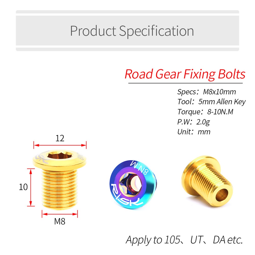 1 Bộ Bu Lông Dây Xích Xe Đạp M8x10 BMX Chất Liệu Hợp Kim Titan