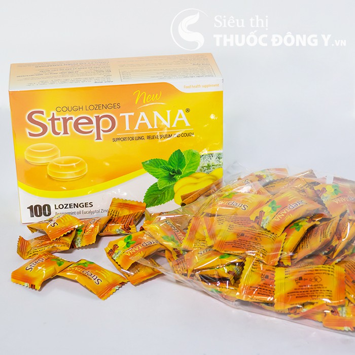 Viên ngậm ho Streptana ( hộp 100 viên) nguồn gốc thảo dược, giảm ho, đau rát họng - soleil shop