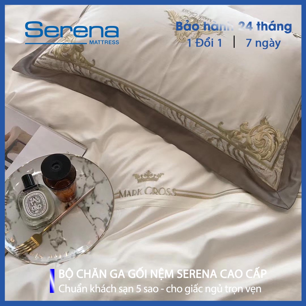 Ga Nệm Cao Cấp Tencel 60s Serena Ga Giường Tencel Bộ 5 Món Chăn Ga Gối Trần Bông - Hệ Thống Nệm