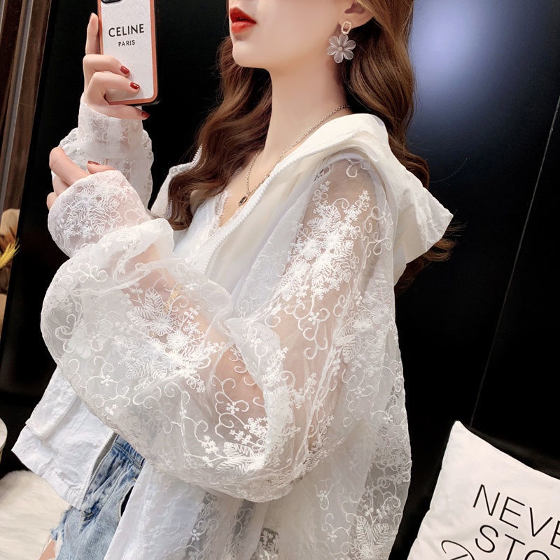 Áo Khoác Cardigan Ngắn Có Mũ Trùm Phối Ren Lưới Thêu Họa Tiết Phong Cách Mới Thời Trang Mùa Hè Cho Nữ | BigBuy360 - bigbuy360.vn