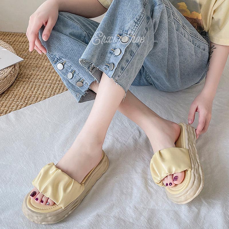 Dép Nữ Đế Dày Quai Ngang Thời Trang