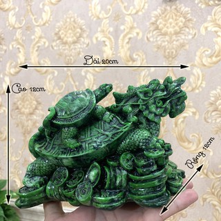 [Long Quy] Tượng đá Long quy Rùa đầu rồng trang trí phong thủy cầu tài trấn trạch hóa sát - Dài 20cm