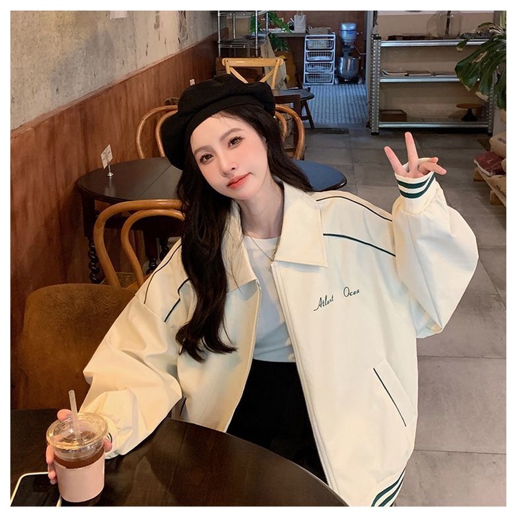 Áo khoác bóng chày COZOKC tay dài dáng rộng kiểu cổ điển Hàn Quốc dễ phối đồ