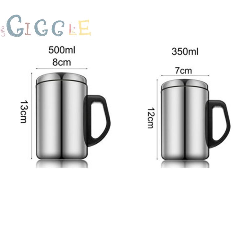 Cốc uống cà phê có nắp chất liệu thép không gỉ 350ml/500ml cao cấp
