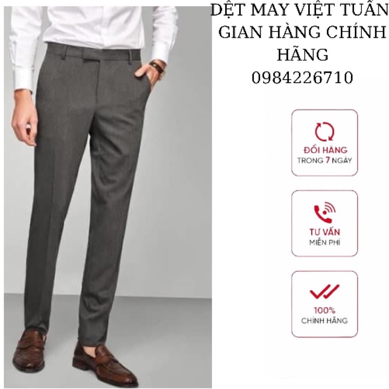 Quần Tây Nam Việt Tuấn Body dãn 4 chiều màu xám lông chuột cao cấp